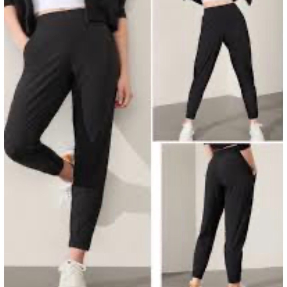 Athleta Brooklyn Jogger Black Performance Ribbed Panel Pants Size 2